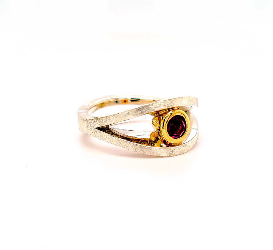 Ring "Reflections" Sterling Silver & Yellow Gold