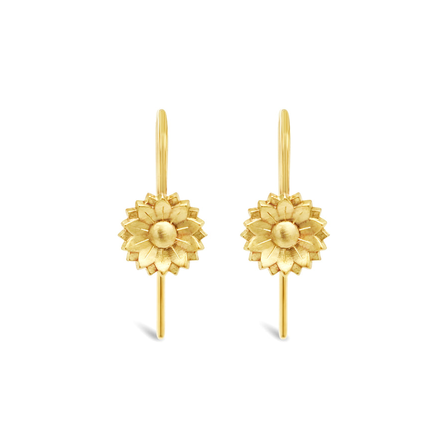 9ct Gold Flower Hook Earrings "Fleur"
