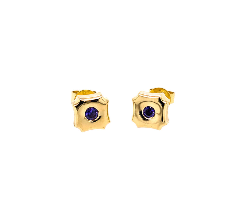9ct Yellow Gold and Sapphire Earrings "Iris"
