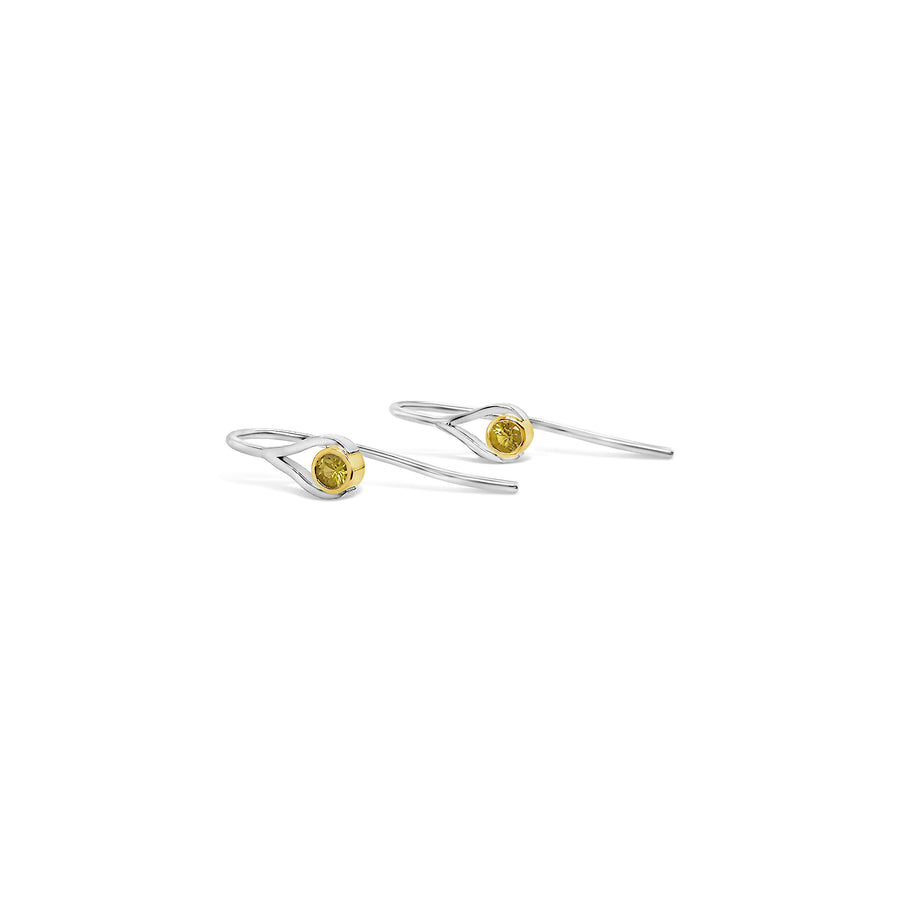 9ct White & Yellow Gold Earrings featuring Yellow Sapphires
