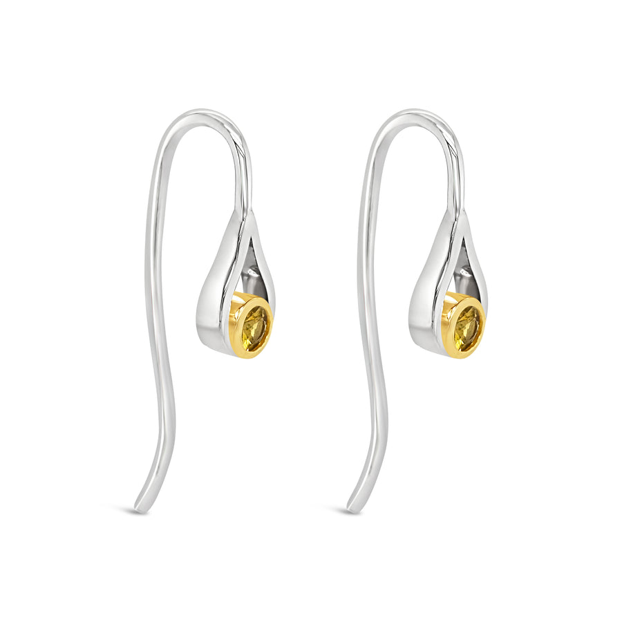 9ct White & Yellow Gold Earrings featuring Yellow Sapphires