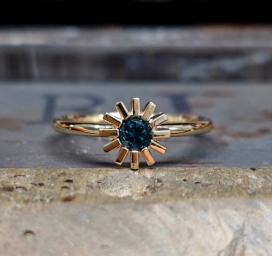 9ct Yellow Gold & Sapphire Ring "Midnight Bloom"