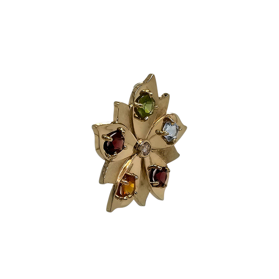 9ct Yellow Gold Birthday stone Flower Pendant