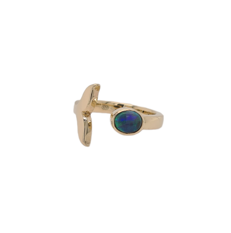 Black Opal Whale Tail Ring