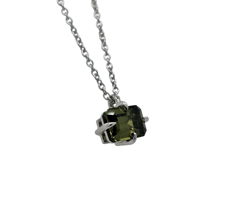 Australian Sapphire Necklace 9ct White Gold "Olive Night"