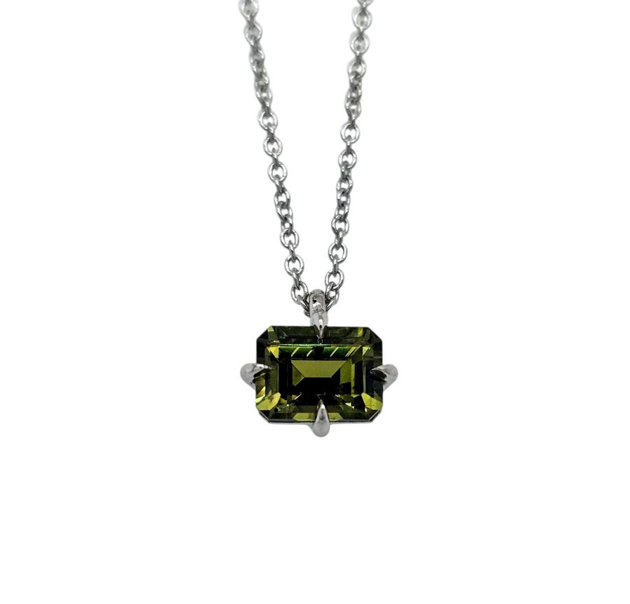 Australian Sapphire Necklace 9ct White Gold "Olive Night"