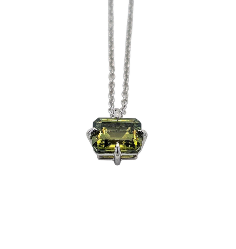 Australian Sapphire Necklace 9ct White Gold "Olive Night"