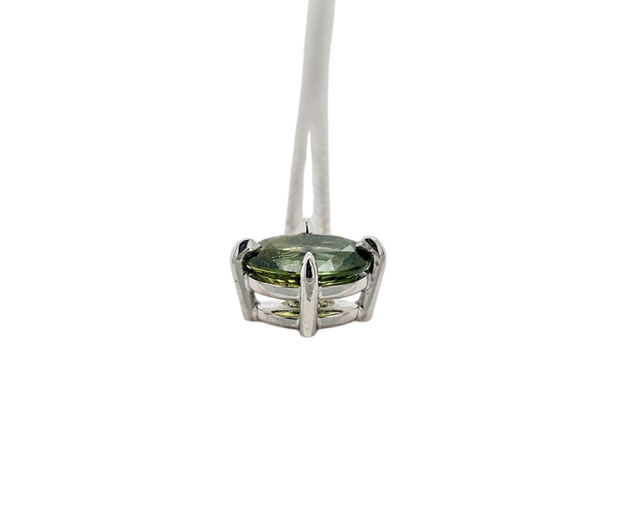 Australian Sapphire Necklace 9ct white Gold "Green Flame"