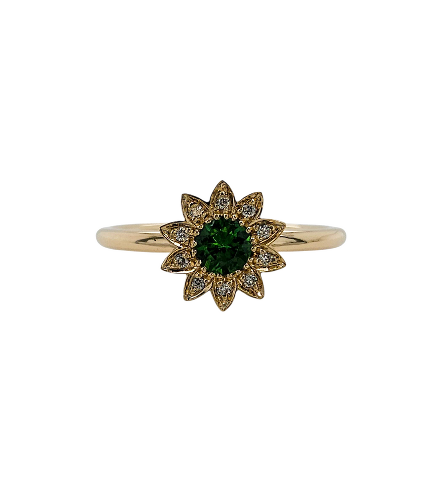 9ct Yellow Gold Tsavorite Garnet ring "Grass Bloom"