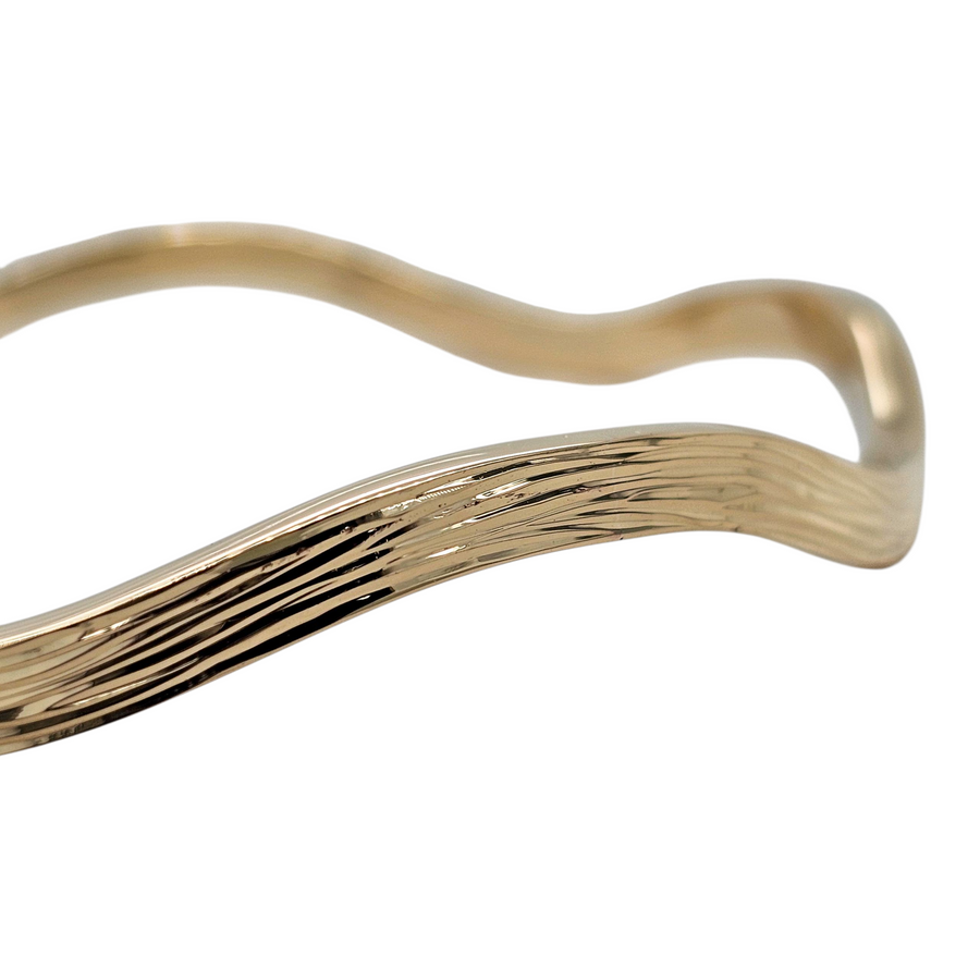 Wave Bangle — Hand-Engraved Water Ripple Detail, 9ct Yellow Gold