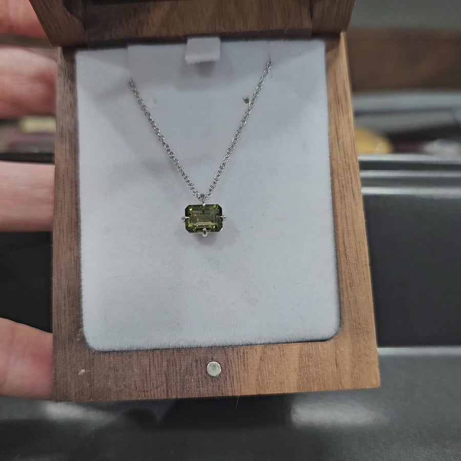 Australian Sapphire Necklace 9ct White Gold "Olive Night"