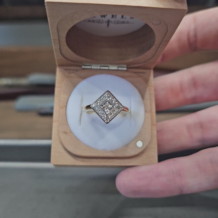 9ct Gold and Diamond Engagement Ring "Aurora Square"