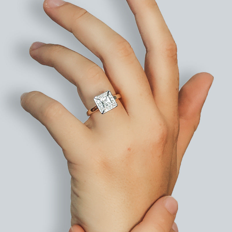 9ct Gold and Diamond Engagement Ring "Aurora Square"