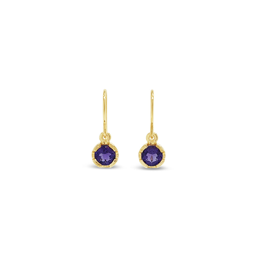 9ct Gold and Amethyst Hook Earrings "Violet"
