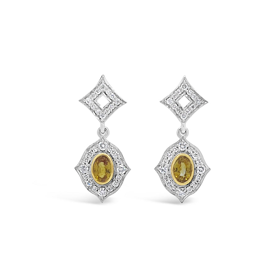 Ceylon Sapphire and Diamond Earrings "Sunrise"