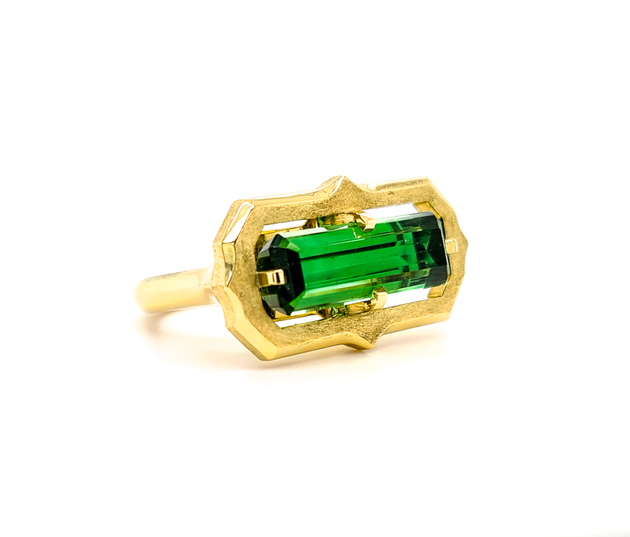 14ct Gold and Green Tourmaline Ring "Éire"