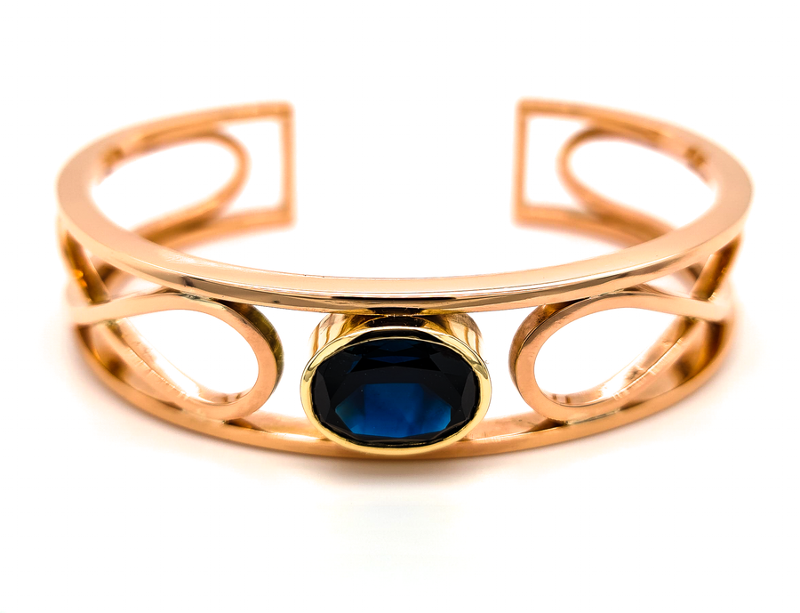 9ct Rose Gold & Sapphire Cuff Bracelet
