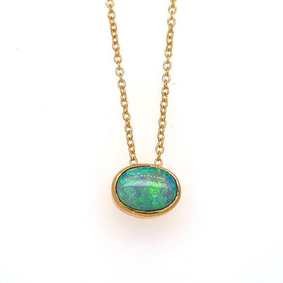 9ct Yellow Gold and Opal Necklace "Opal Slider"