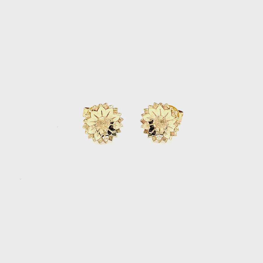 9ct Yellow and White Gold Stud Earrings "Fleur"