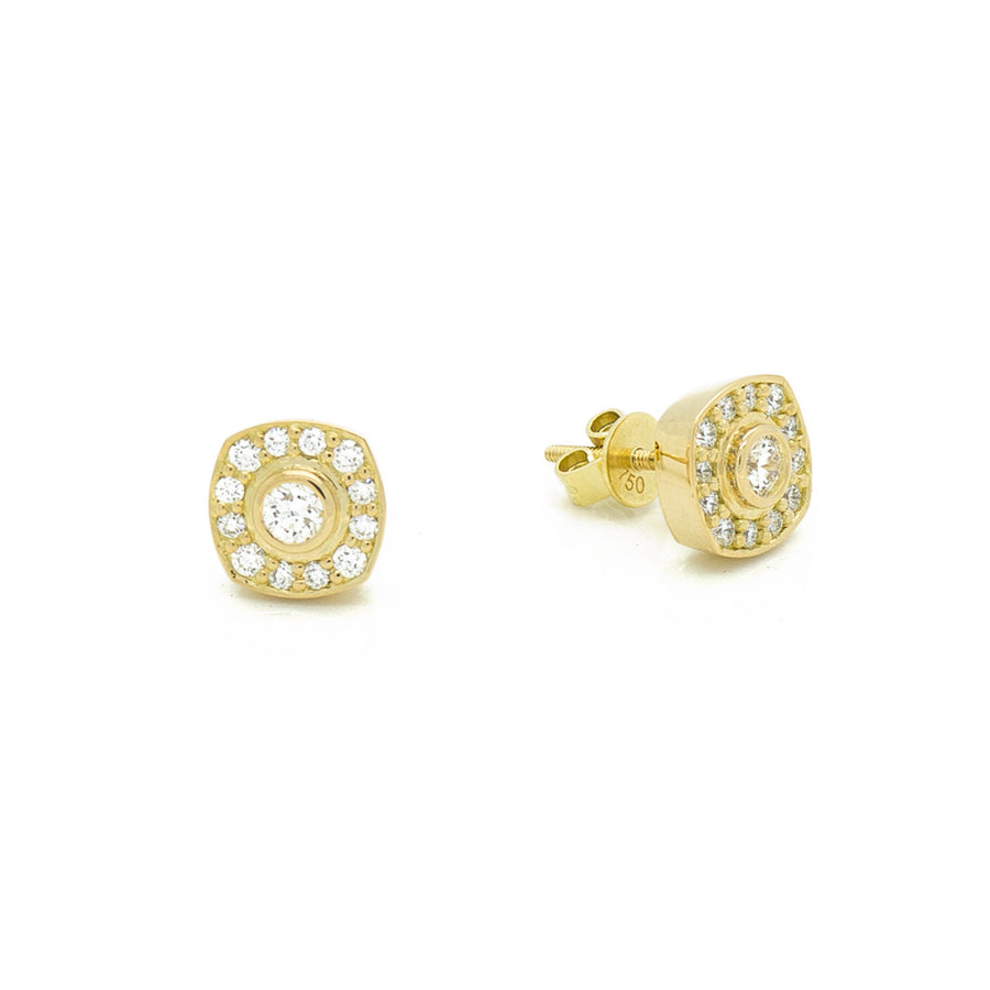 18ct Yellow Gold & Diamond Set Stud Earrings